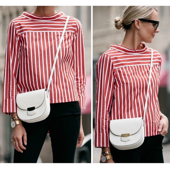 J. Crew Tops - Jcrew red white striped boatneck shirt - size 4